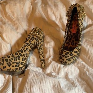 Betsy Johnson leopard stud high heels